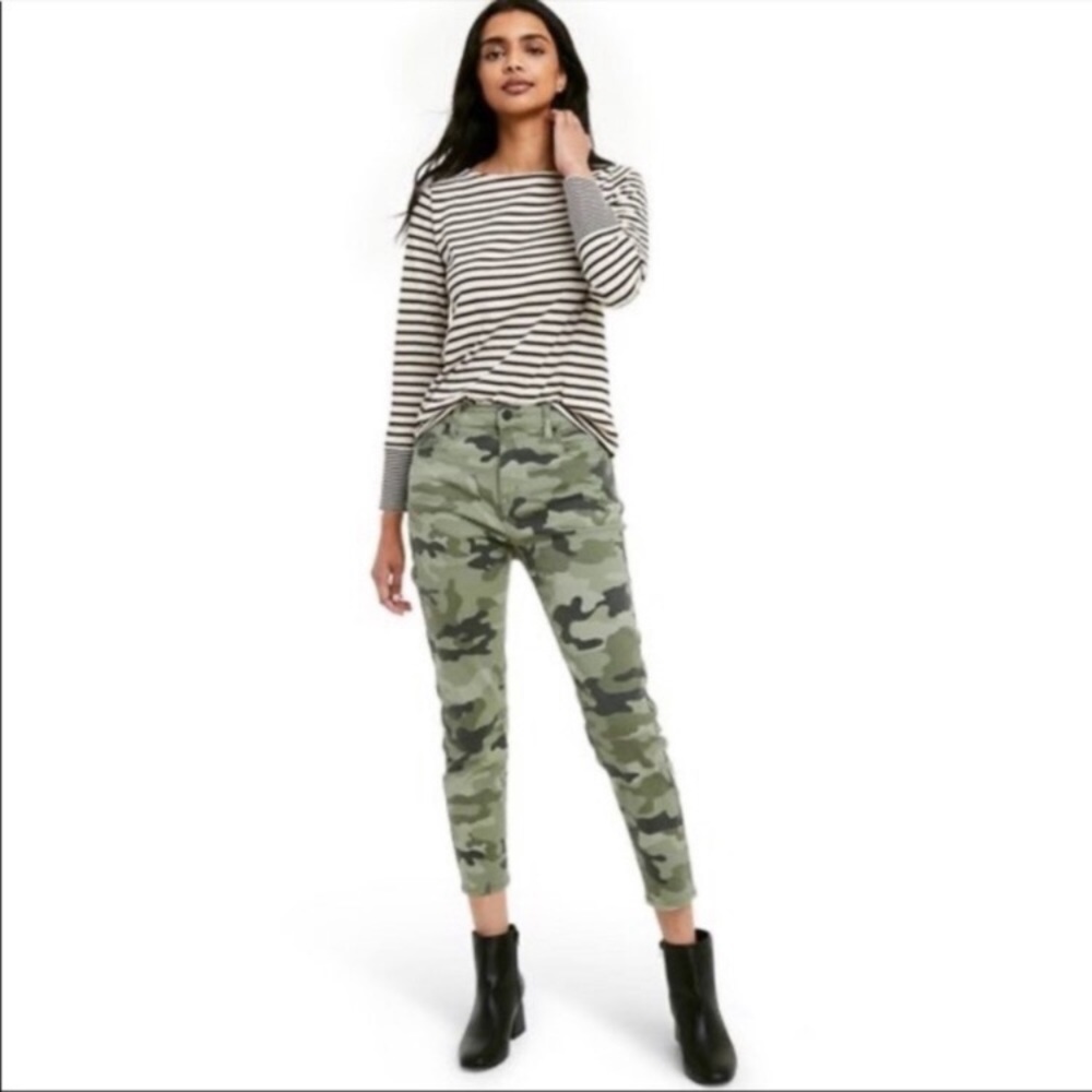 Nili Lotan Olive Green Camo Cropped Jeans
